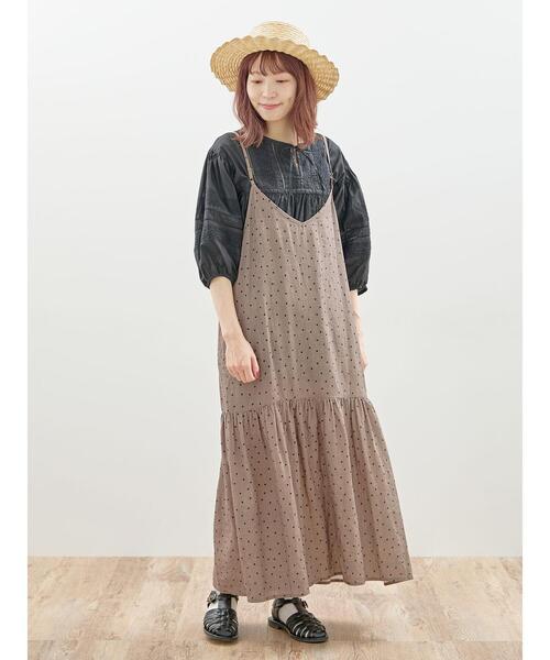 Samansa Mos2(サマンサ モスモス)の「【抗菌防臭】前後2way清楚なティアードキャミワンピ(ワンピース・レディース・グレー/キャメル/ブラック・F)」の17枚目の写真