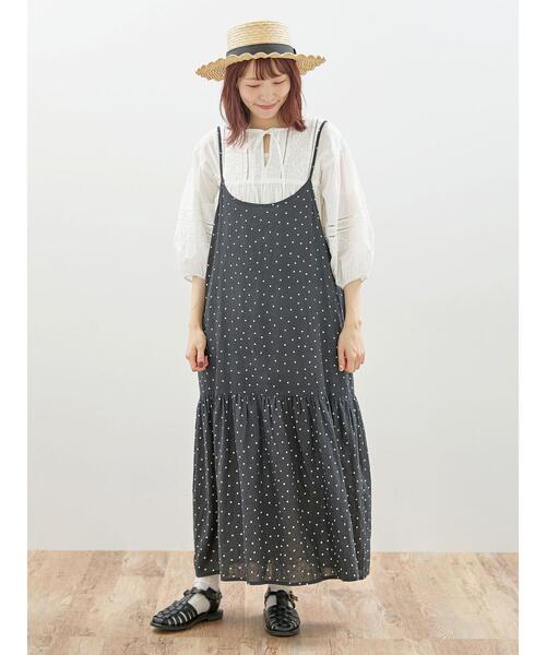 Samansa Mos2(サマンサ モスモス)の「【抗菌防臭】前後2way清楚なティアードキャミワンピ(ワンピース・レディース・グレー/キャメル/ブラック・F)」の19枚目の写真