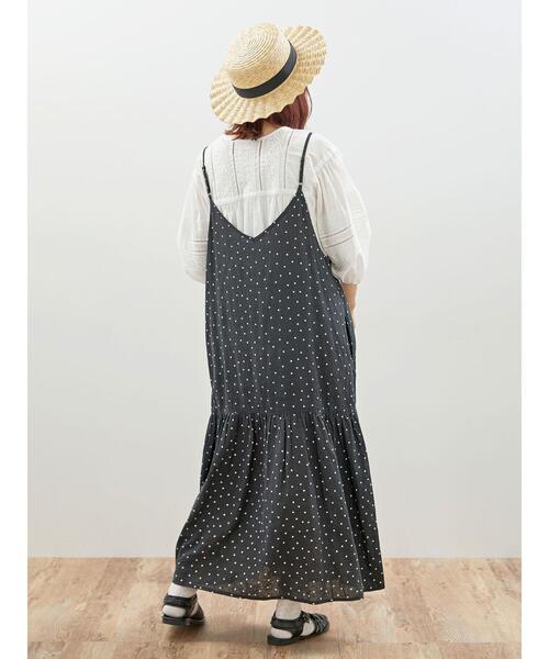 Samansa Mos2(サマンサ モスモス)の「【抗菌防臭】前後2way清楚なティアードキャミワンピ(ワンピース・レディース・グレー/キャメル/ブラック・F)」の9枚目の写真