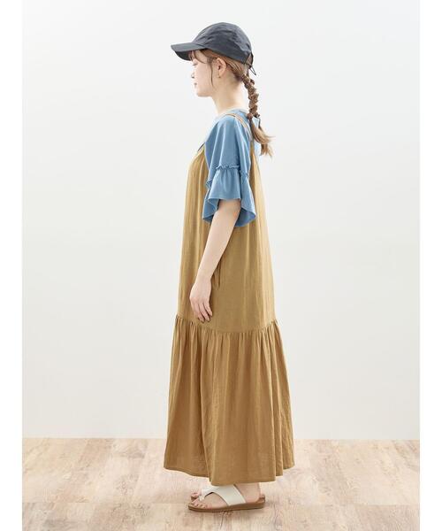 Samansa Mos2(サマンサ モスモス)の「【抗菌防臭】前後2way清楚なティアードキャミワンピ(ワンピース・レディース・グレー/キャメル/ブラック・F)」の11枚目の写真