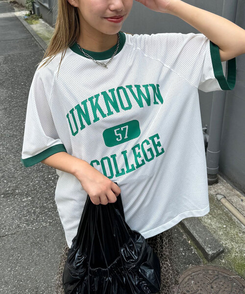 CIAOPANIC（チャオパニック）の「【ユニセックス】メッシュカレッジロゴTEE（Tシャツ/カットソー・レディース・ホワイト/ネイビー/ブラック・FREE）」の21枚目の写真