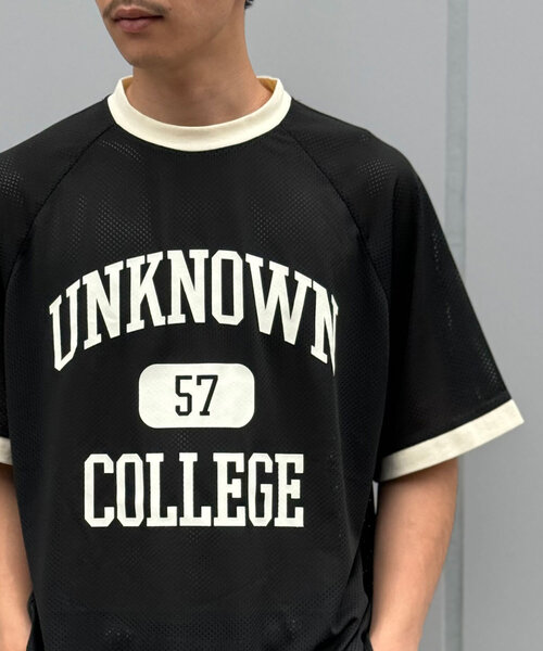 CIAOPANIC（チャオパニック）の「【ユニセックス】メッシュカレッジロゴTEE（Tシャツ/カットソー・レディース・ホワイト/ネイビー/ブラック・FREE）」の4枚目の写真