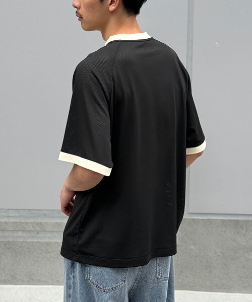 CIAOPANIC（チャオパニック）の「【ユニセックス】メッシュカレッジロゴTEE（Tシャツ/カットソー・レディース・ホワイト/ネイビー/ブラック・FREE）」の5枚目の写真