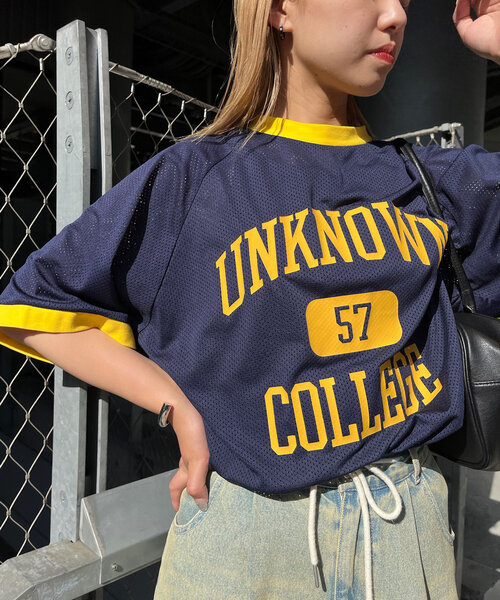 CIAOPANIC（チャオパニック）の「【ユニセックス】メッシュカレッジロゴTEE（Tシャツ/カットソー・レディース・ホワイト/ネイビー/ブラック・FREE）」の12枚目の写真