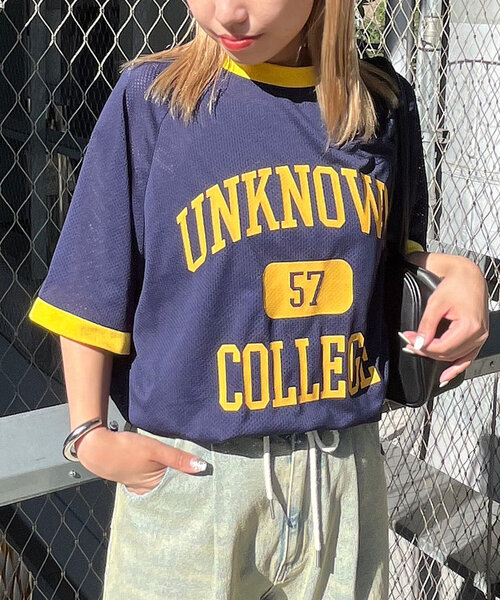 CIAOPANIC（チャオパニック）の「【ユニセックス】メッシュカレッジロゴTEE（Tシャツ/カットソー・レディース・ホワイト/ネイビー/ブラック・FREE）」の13枚目の写真