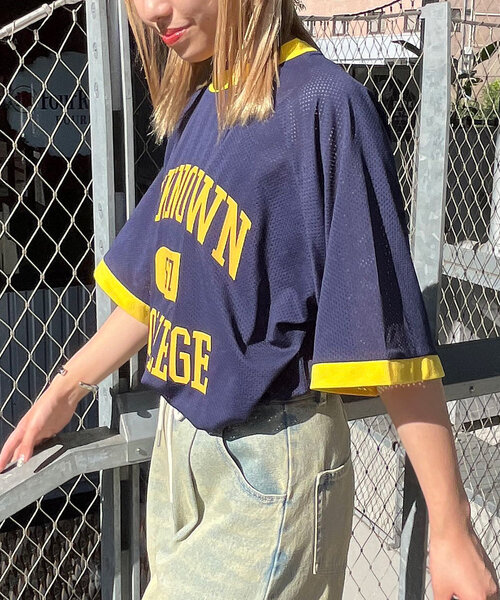 CIAOPANIC（チャオパニック）の「【ユニセックス】メッシュカレッジロゴTEE（Tシャツ/カットソー・レディース・ホワイト/ネイビー/ブラック・FREE）」の15枚目の写真