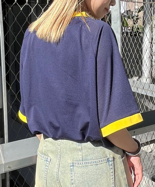 CIAOPANIC（チャオパニック）の「【ユニセックス】メッシュカレッジロゴTEE（Tシャツ/カットソー・レディース・ホワイト/ネイビー/ブラック・FREE）」の16枚目の写真