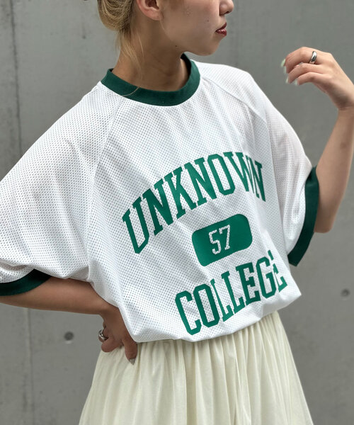 CIAOPANIC（チャオパニック）の「【ユニセックス】メッシュカレッジロゴTEE（Tシャツ/カットソー・レディース・ホワイト/ネイビー/ブラック・FREE）」の20枚目の写真