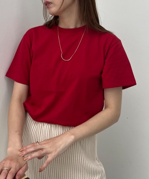 y/m(イム)の「ベーシックTシャツ(Tシャツ/カットソー・レディース・ベージュ/レッド/オフホワイト/ブラック・FREE)」の4枚目の写真