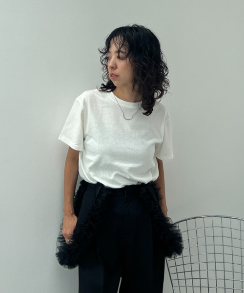 y/m(イム)の「ベーシックTシャツ(Tシャツ/カットソー・レディース・ベージュ/レッド/オフホワイト/ブラック・FREE)」の10枚目の写真