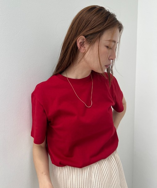 y/m(イム)の「ベーシックTシャツ(Tシャツ/カットソー・レディース・ベージュ/レッド/オフホワイト/ブラック・FREE)」の18枚目の写真