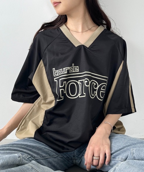 CLEA(クレア)の「プリントロゴナイロン半袖ゲームシャツ(Tシャツ/カットソー・レディース・ネイビー/ホワイト/ブラック・FREE)」の15枚目の写真