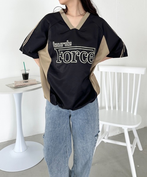 CLEA(クレア)の「プリントロゴナイロン半袖ゲームシャツ(Tシャツ/カットソー・レディース・ネイビー/ホワイト/ブラック・FREE)」の18枚目の写真