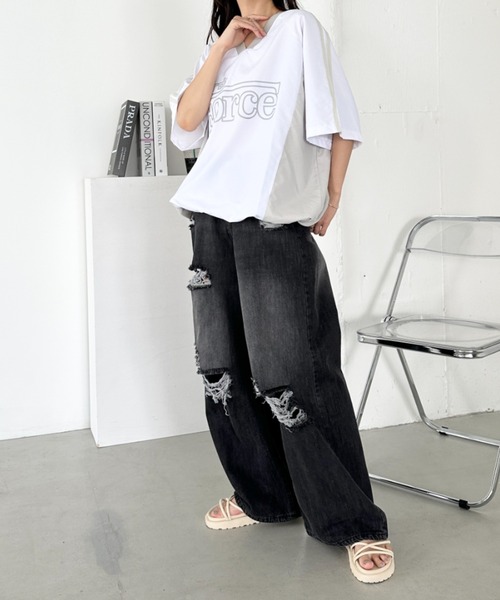 CLEA(クレア)の「プリントロゴナイロン半袖ゲームシャツ(Tシャツ/カットソー・レディース・ネイビー/ホワイト/ブラック・FREE)」の14枚目の写真