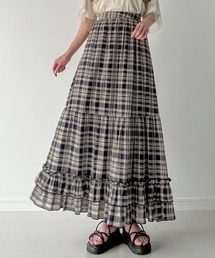 JUNOAH | チェックティアードスカート【ペチスカートセット】(スカート)