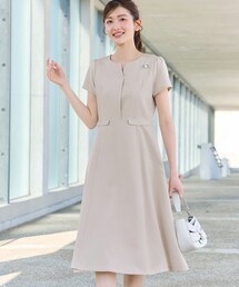 【大きいサイズ】フラップ付きミディアム丈フレアワンピース
