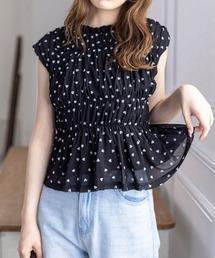 clear | バックリボンハート柄フロッキープリントトップス≪2024SS新作≫(Tシャツ/カットソー)