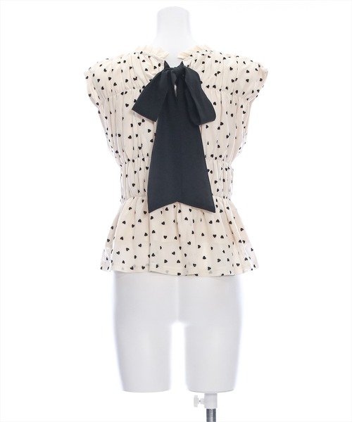 clear（クリア）の「バックリボンハート柄フロッキープリントトップス[ウィッシュコア ガーリー]≪再入荷≫（Tシャツ/カットソー・レディース・ブラック/オフホワイト/ベージュ・F）」の16枚目の写真