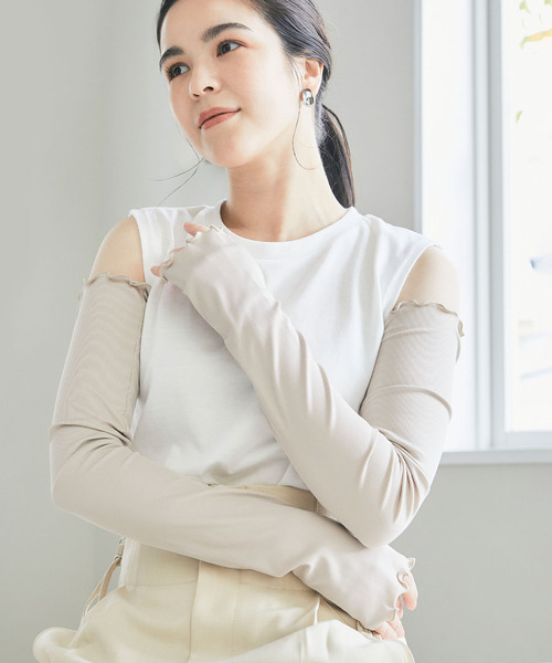 涼活本舗】UVCUT99％以上 接触冷感 UPF50＋ メロウロングアームカバー