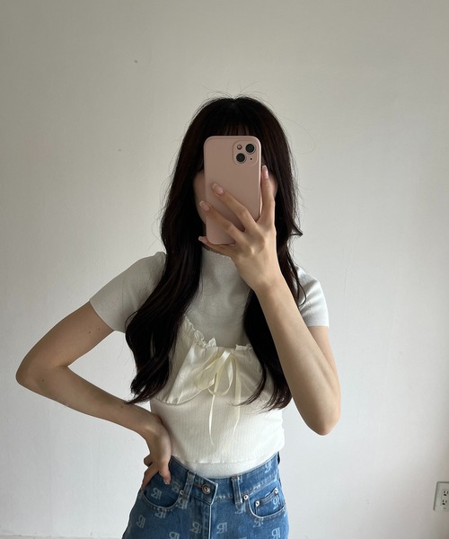 RiLi(リリ)の「リボンフリルクロップドキャミ【RL】(Tシャツ/カットソー・レディース・アイボリー・FREE)」の9枚目の写真