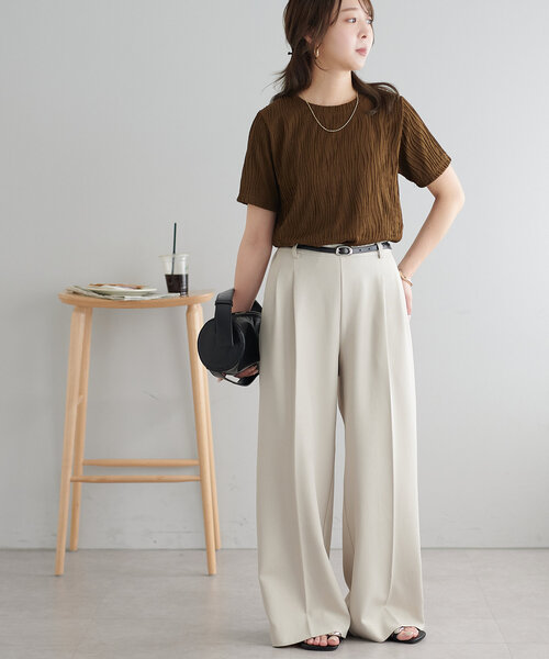 DISCOAT(ディスコート)の「【WEB限定】立体ジャガード5分袖(Tシャツ/カットソー・レディース・グリーン系その他/アイボリー/ブラック/ブラウン/ミント・FREE)」の8枚目の写真