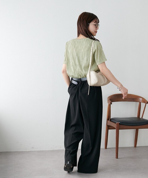 セール】【WEB限定】立体ジャガード5分袖（Tシャツ/カットソー