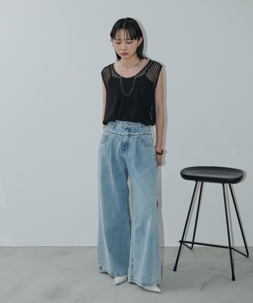 Aunt Marie's（アントマリーズ）の「メッシュバルーンノースリーブトップス（Tシャツ/カットソー・レディース・ホワイト/ブラック・FREE）」の8枚目の写真