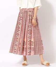 タオ　コムデギャルソン ギャザースカート 緑とピンク 花柄 インド綿 タオ コムデギャルソン ギャザースカート 緑とピンク 花柄 インド綿