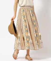 SHOO・LA・RUE | 【洗える/インド綿100％】ふんわり軽やか 花柄プリントギャザースカート(スカート)