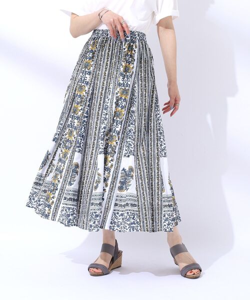 SHOO・LA・RUE（シューラルー）の「◆【洗える/インド綿100％】ふんわり軽やか 花柄プリントギャザースカート（スカート・レディース・グリーン系その他3/ブルー系その他7/ブルーグリーン/ピンク系1・00）」の12枚目の写真