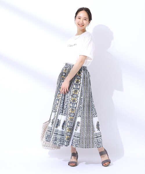 SHOO・LA・RUE（シューラルー）の「◆【洗える/インド綿100％】ふんわり軽やか 花柄プリントギャザースカート（スカート・レディース・グリーン系その他3/ブルー系その他7/ブルーグリーン/ピンク系1・00）」の10枚目の写真