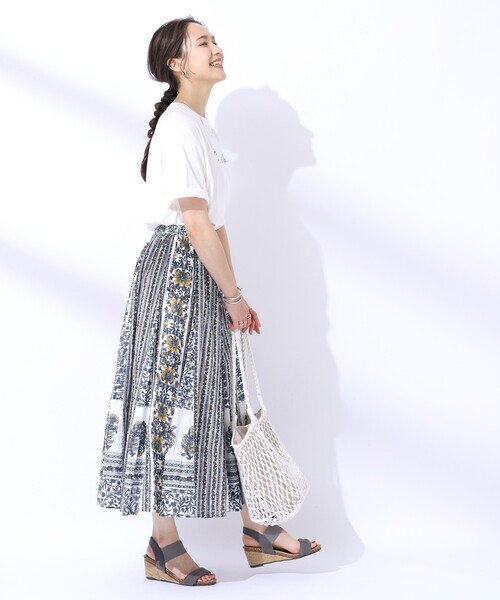 SHOO・LA・RUE（シューラルー）の「◆【洗える/インド綿100％】ふんわり軽やか 花柄プリントギャザースカート（スカート・レディース・グリーン系その他3/ブルー系その他7/ブルーグリーン/ピンク系1・00）」の9枚目の写真