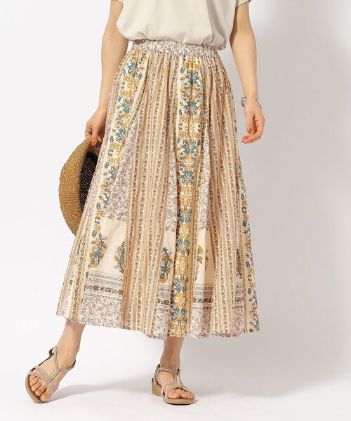 SHOO・LA・RUE（シューラルー）の「◆【洗える/インド綿100％】ふんわり軽やか 花柄プリントギャザースカート（スカート・レディース・グリーン系その他3/ブルー系その他7/ブルーグリーン/ピンク系1・00）」の5枚目の写真