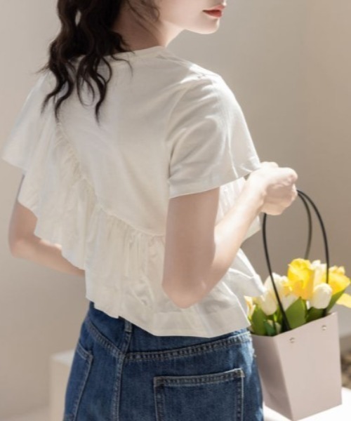 sorule（ソルレ）の「スラッシュフリルT（Tシャツ/カットソー・レディース・ホワイト・FREE）」の4枚目の写真