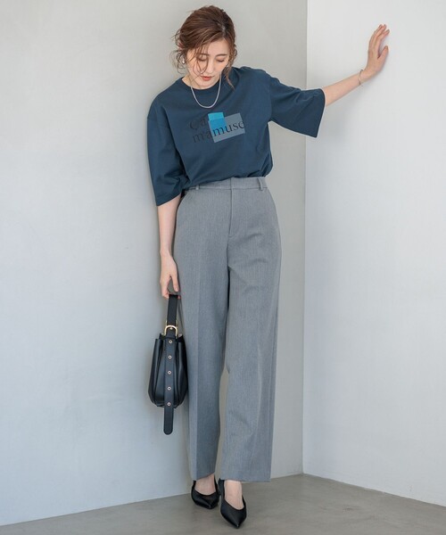 23区 S(ニジュウサンクチイサイサイズ)の「【洗える】Ca mamuse ロゴ TEE(Tシャツ/カットソー・レディース・ホワイト系/ダルブルー系/ベージュ系・32)」の7枚目の写真