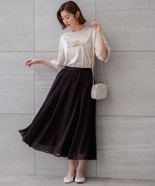 23区 S(ニジュウサンクチイサイサイズ)の「【洗える】Ca mamuse ロゴ TEE(Tシャツ/カットソー・レディース・ホワイト系/ダルブルー系/ベージュ系・32)」の8枚目の写真