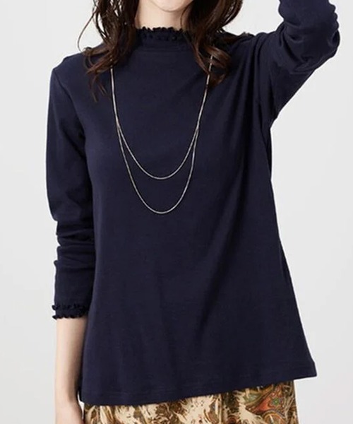 BELLUNA PLUS(ベルーナ)の「重ね着風フリル衿プルオーバー(Tシャツ/カットソー・レディース・モカ/イエロー系/ブラック系/オフホワイト/ネイビー系/ライラック系1・MEDIUM/LARGE/X-LARGE)」の5枚目の写真