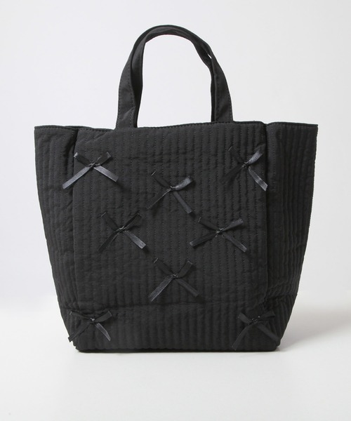 Julia Boutique(ジュリアブティック)の「2WAYリボン付きトートバッグ/24630(トートバッグ・レディース・グレー/ブラック・ONE)」の4枚目の写真