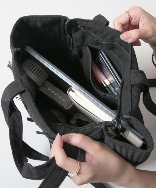 Julia Boutique(ジュリアブティック)の「2WAYリボン付きトートバッグ/24630(トートバッグ・レディース・グレー/ブラック・ONE)」の15枚目の写真