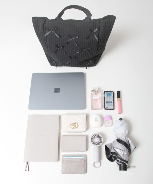 Julia Boutique(ジュリアブティック)の「2WAYリボン付きトートバッグ/24630(トートバッグ・レディース・グレー/ブラック・ONE)」の14枚目の写真