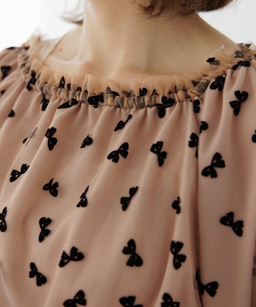 flower（フラワー）の「チュールリボンブラウス（シャツ/ブラウス・レディース・ベージュ/ブラック・FREE）」の8枚目の写真