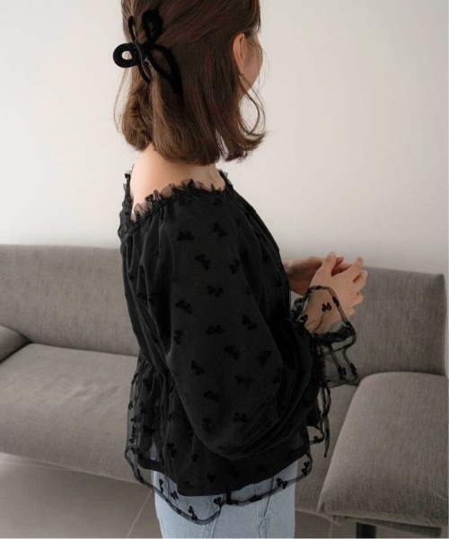 flower（フラワー）の「チュールリボンブラウス（シャツ/ブラウス・レディース・ベージュ/ブラック・FREE）」の11枚目の写真