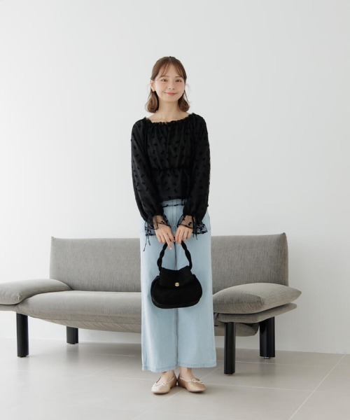 flower（フラワー）の「チュールリボンブラウス（シャツ/ブラウス・レディース・ベージュ/ブラック・FREE）」の14枚目の写真