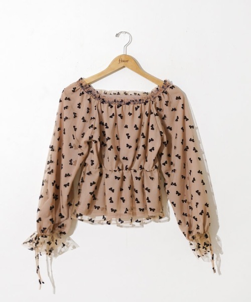 flower（フラワー）の「チュールリボンブラウス（シャツ/ブラウス・レディース・ベージュ/ブラック・FREE）」の19枚目の写真