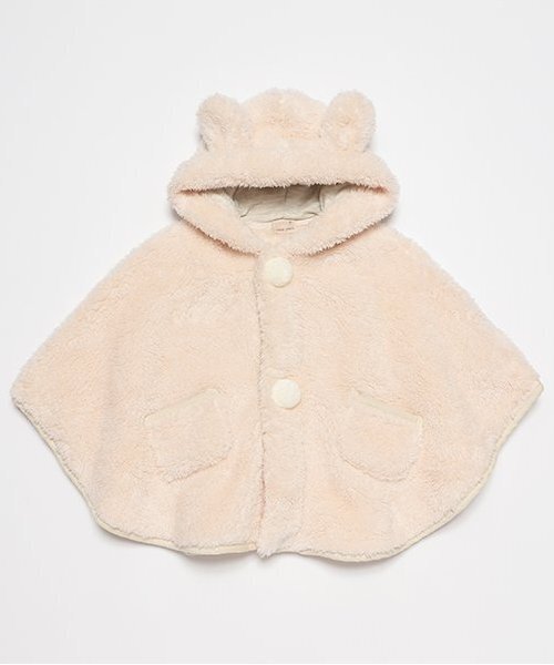 petit main(プティマイン)の「【抗菌防臭】2WAYアニマルボアケープ(ポンチョ・キッズ・モカ/アイボリー/ライトピンク・FREE)」の1枚目の写真