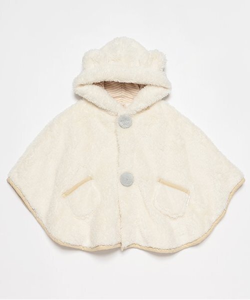 petit main(プティマイン)の「【抗菌防臭】2WAYアニマルボアケープ(ポンチョ・キッズ・モカ/アイボリー/ライトピンク・FREE)」の2枚目の写真