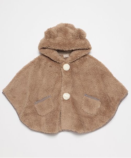 petit main(プティマイン)の「【抗菌防臭】2WAYアニマルボアケープ(ポンチョ・キッズ・モカ/アイボリー/ライトピンク・FREE)」の3枚目の写真