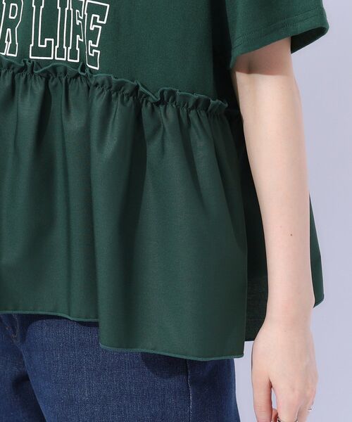Cutie Blonde（キューティーブロンド）の「一枚でこなれ見え 裾フリル切り替えTシャツ（Tシャツ/カットソー・レディース・ホワイト系/チャコールグレー/モスグリーン・02/03/04）」の21枚目の写真