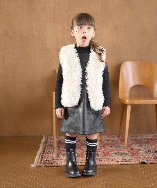Lycee mine（リセマイン）の「【やわらか合皮】ジャンパースカート（ジャンパースカート・キッズ・ブラック・100cm/110cm/120cm/130cm/140cm/150cm）」の7枚目の写真