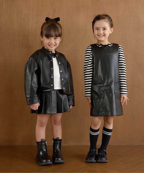 Lycee mine（リセマイン）の「【やわらか合皮】ジャンパースカート（ジャンパースカート・キッズ・ブラック・100cm/110cm/120cm/130cm/140cm/150cm）」の8枚目の写真